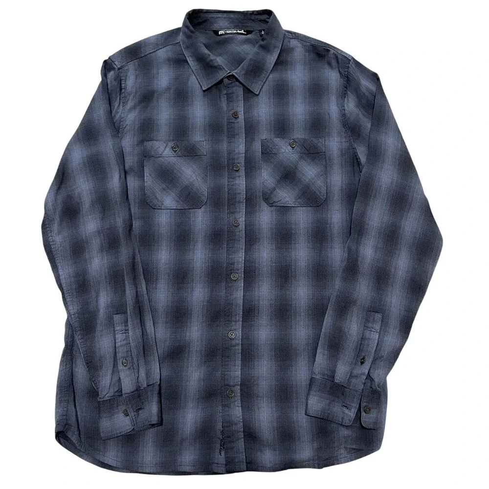 Travis Mathew Button Down Shirt Men Lg Grey Black Plaid Long Sleeve Golf Preppy - Picture 3 of 7
